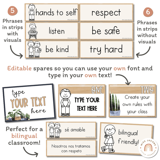 Boho Plants Classroom Rules Posters - Miss Jacobs Little Learners