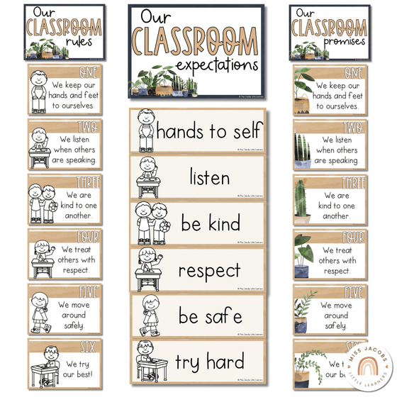 Boho Plants Classroom Rules Posters - Miss Jacobs Little Learners