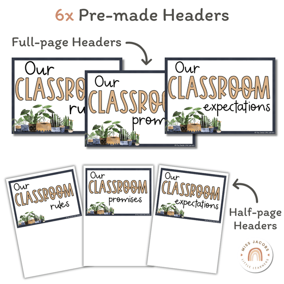 Boho Plants Classroom Rules Posters - Miss Jacobs Little Learners