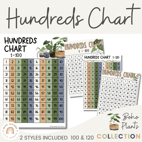 Boho Plants Hundreds Chart - Miss Jacobs Little Learners