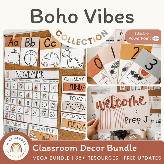 Boho Vibes Classroom Decor Bundle - Miss Jacobs Little Learners