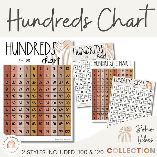 Boho Vibes Hundreds Chart