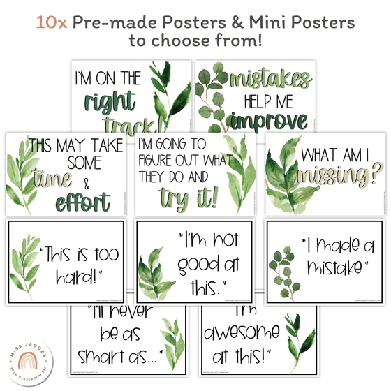 Botanical Modern Farmhouse Growth Mindset Classroom Display | Classroom Decor - Miss Jacobs Little Learners