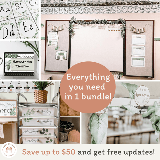 Botanical Themed Classroom Decor Bundle | Modern Farmhouse Decor - Miss Jacobs Little Learners