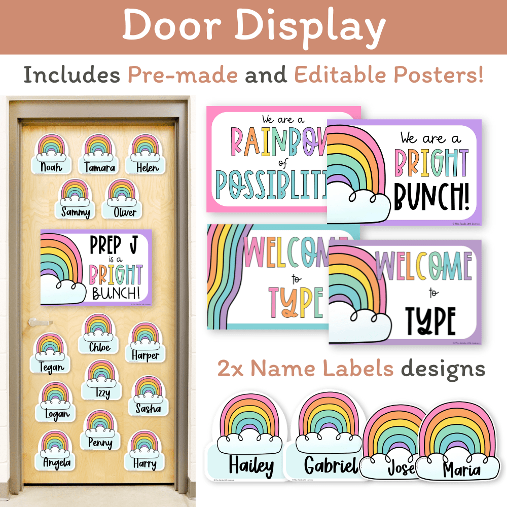 Bright Rainbow Theme Classroom Essentials Decor Pack - Miss Jacobs