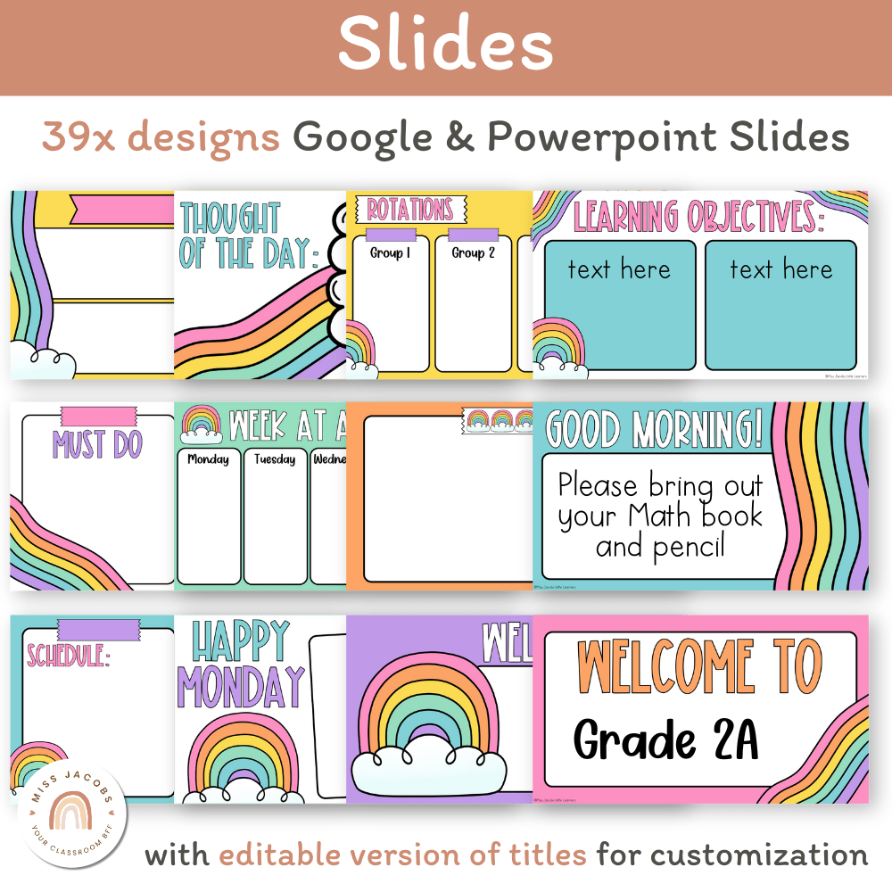 Bright Rainbow Theme Classroom Essentials Decor Pack - Miss Jacobs