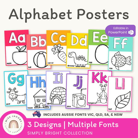 BRIGHTS Alphabet Posters | NEON RAINBOW CLASSROOM DECOR