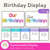 Brights Birthday Display | Simple Brights Classroom Decor | Editable - Miss Jacobs Little Learners