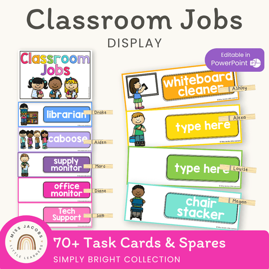 BRIGHTS Classroom Jobs Display | Editable Classroom Decor