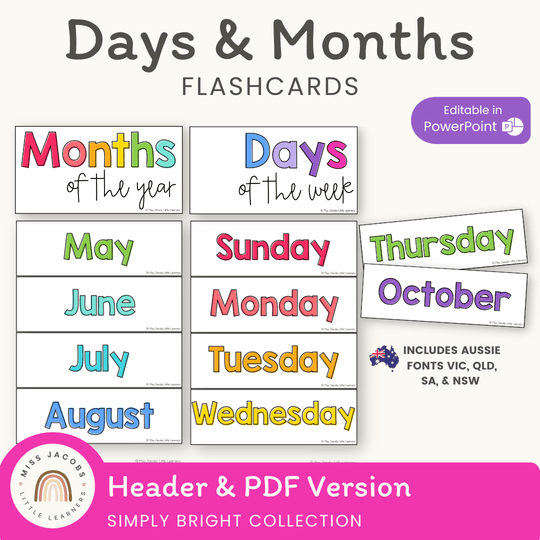Brights Days and Months | Editable Classroom Decor