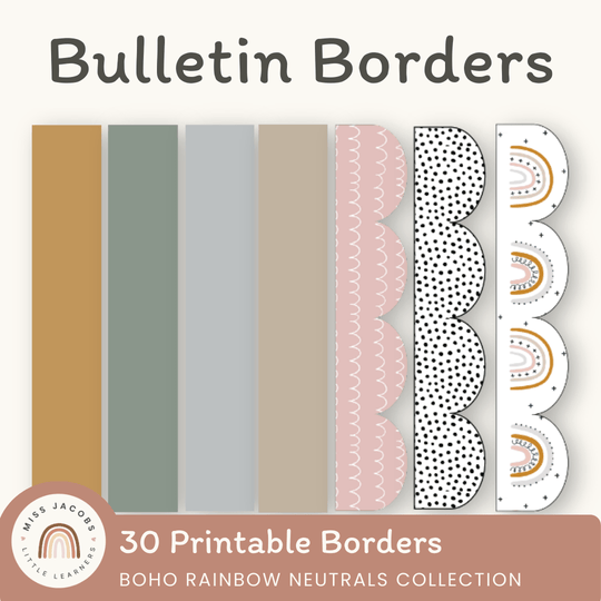 Bulletin Board Borders - Boho Rainbow Neutrals Decor