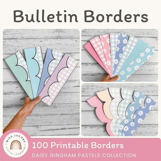 Bulletin Board Borders - Daisy Gingham Pastels Decor