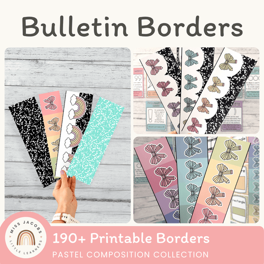 Bulletin Board Borders - Pastel Composition Notebook Classroom Decor
