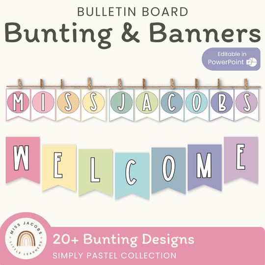 Bulletin Board Bunting | PASTELS | Editable