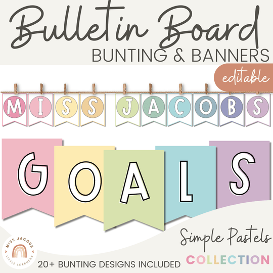 Bulletin Board Bunting | PASTELS | Editable
