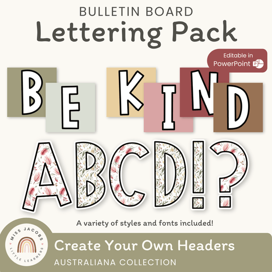 Bulletin Board Letters - Australiana Classroom Decor - Miss Jacobs Little Learners