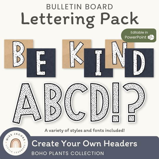 Bulletin Board Letters - Boho Plants Classroom Decor