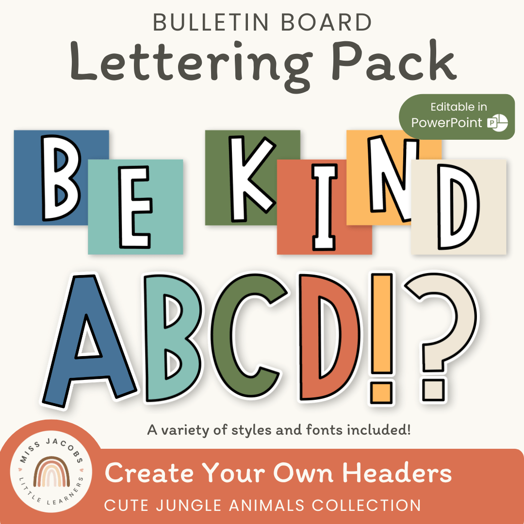  Bulletin Board Letters - Cute Jungle Animals Decor - Miss Jacobs Little Learners