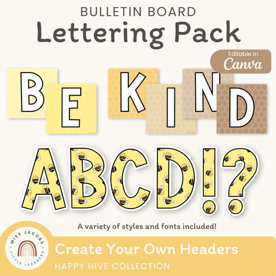 Bulletin Board Letters - Happy Hive Classroom Decor