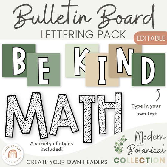 Bulletin Board Letters - Modern Botanical Classroom Decor - Miss Jacobs Little Learners