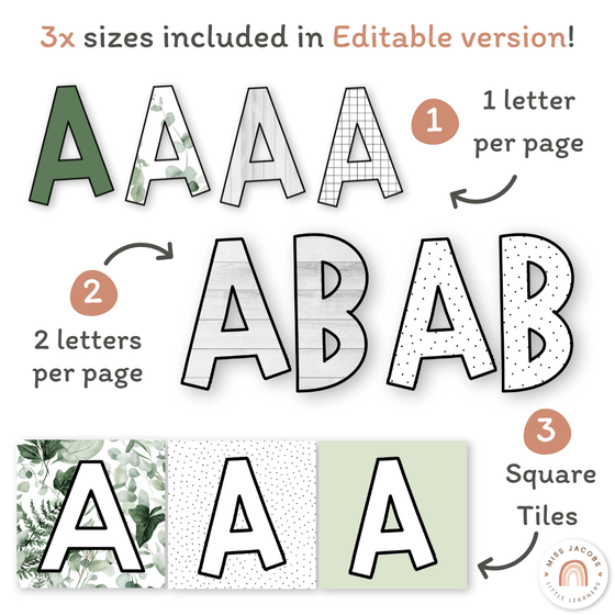 Bulletin Board Letters - Modern Botanical Classroom Decor - Miss Jacobs Little Learners
