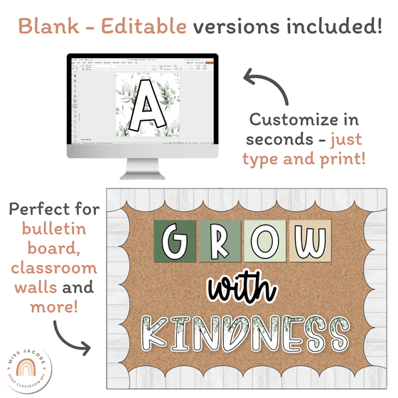 Bulletin Board Letters - Modern Botanical Classroom Decor - Miss Jacobs Little Learners