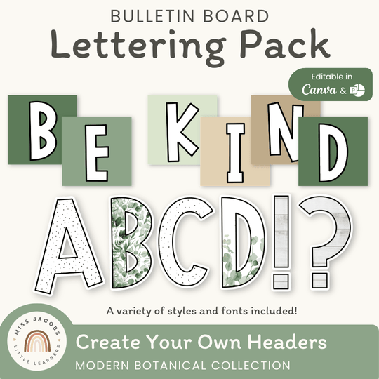 Bulletin Board Letters - Modern Botanical Classroom Decor