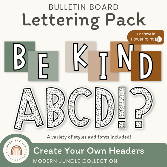 Bulletin Board Letters - Modern Jungle Classroom Decor - Miss Jacobs Little Learners