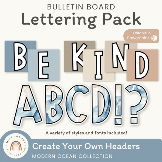 Bulletin Board Letters - Modern Ocean Classroom Decor