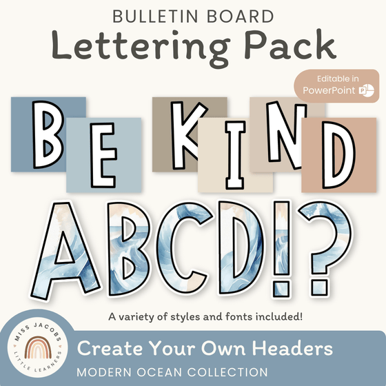 Bulletin Board Letters - Modern Ocean Classroom Decor - Miss Jacobs Little Learners
