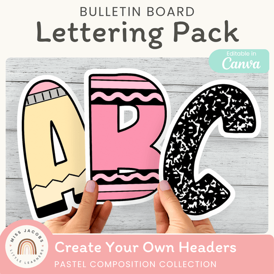 Bulletin Board Letters - Pastel Composition Notebook Classroom Decor