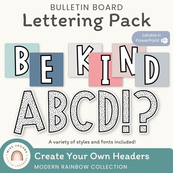 Bulletin Board Letters - Rainbow Calm Colors Decor - Miss Jacobs Little Learners
