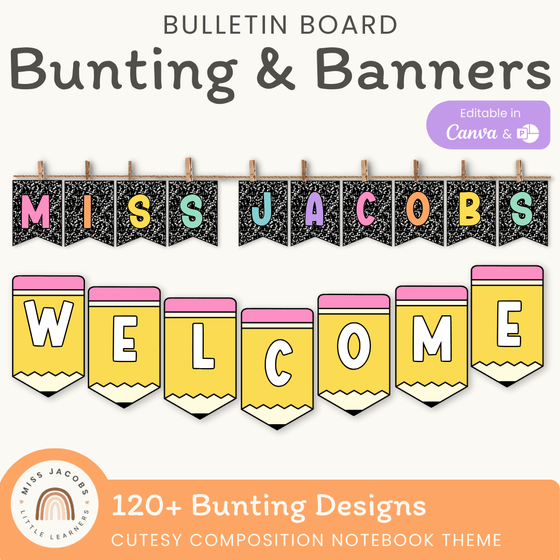 Bunting & Banners - Bulletin Board Letters - Cutesy Decor - Miss Jacobs Little Learners