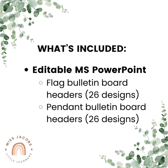 Bunting Banners - Bulletin Board Letters - Modern Botanical - Miss Jacobs Little Learners