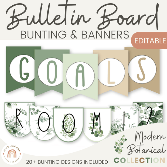 Bunting Banners - Bulletin Board Letters - Modern Botanical - Miss Jacobs Little Learners