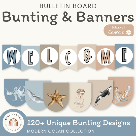 Bunting & Banners - Bulletin Board Letters - Modern Ocean Theme