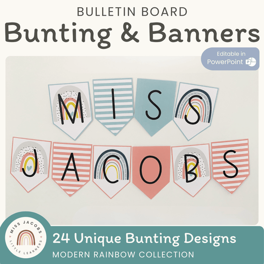 Bunting & Banners - Bulletin Board Letters - Rainbow Calm Colors Decor