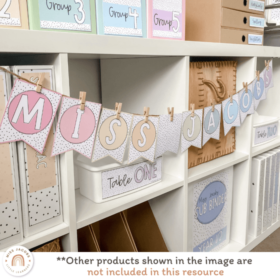 Bunting & Banners - Bulletin Board Letters - Spotty Pastel - Miss Jacobs Little Learners