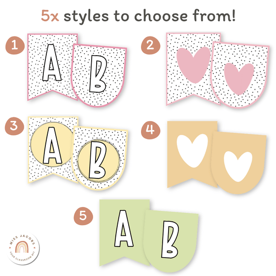 Bunting & Banners - Bulletin Board Letters - Spotty Pastel - Miss Jacobs Little Learners
