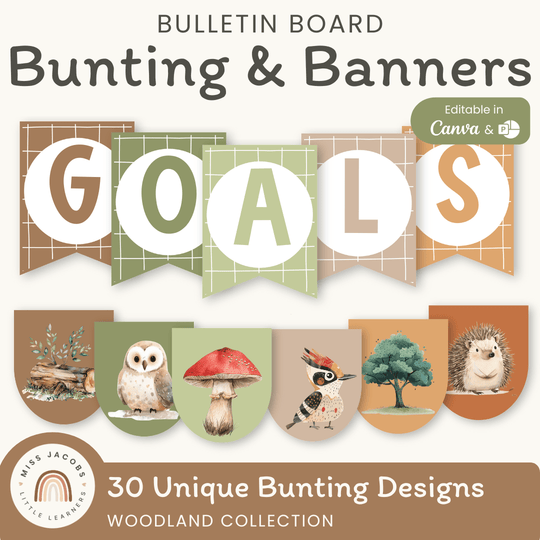Bunting Banners - Bulletin Board Letters - Woodland Classroom Decor