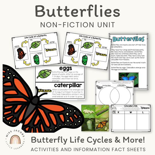 Butterflies and Caterpillars Unit - Living Things and Life Cycles