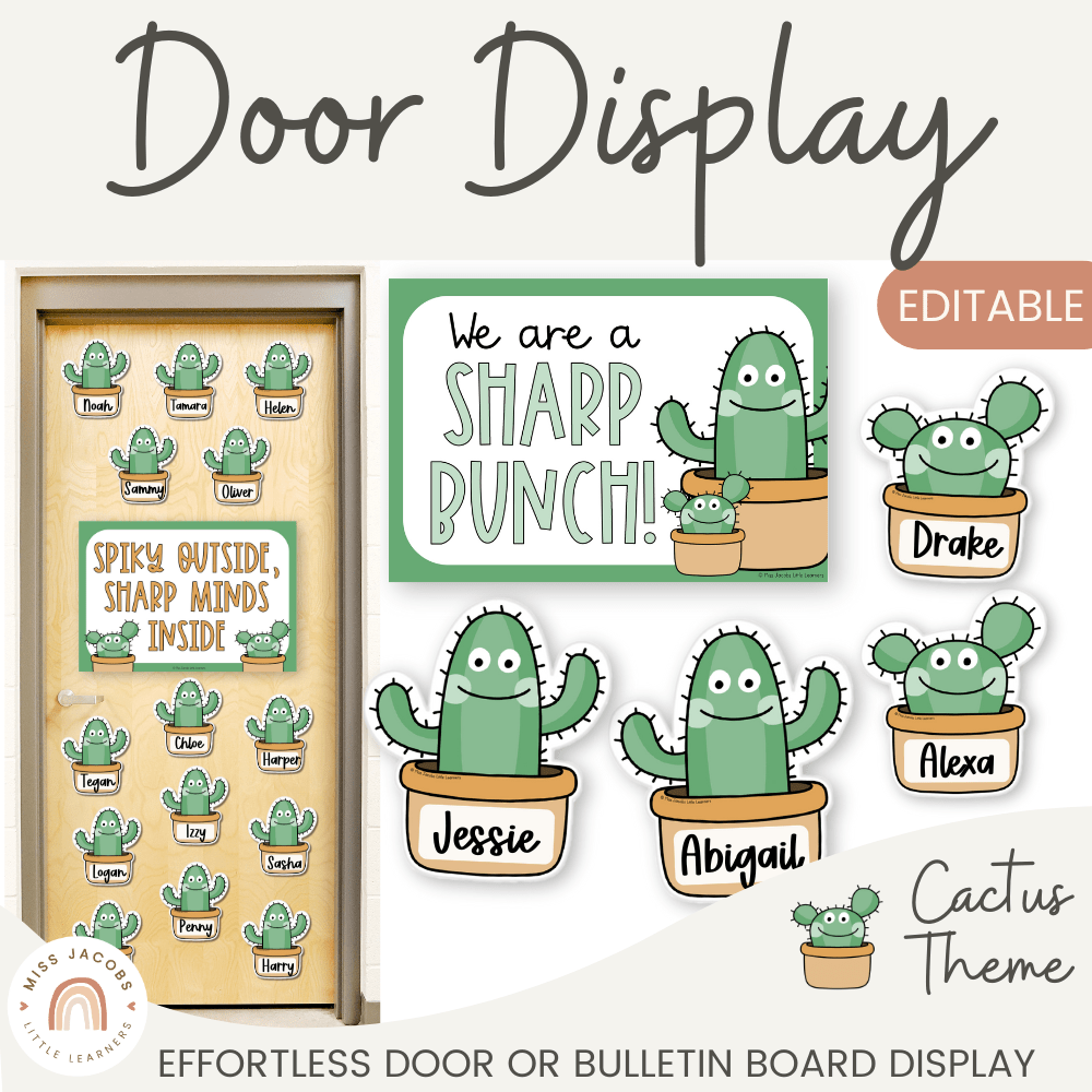 succulent door decs Cactus Door Display Classroom Decor