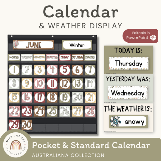 Calendar & Weather Display  - Australiana Classroom Decor