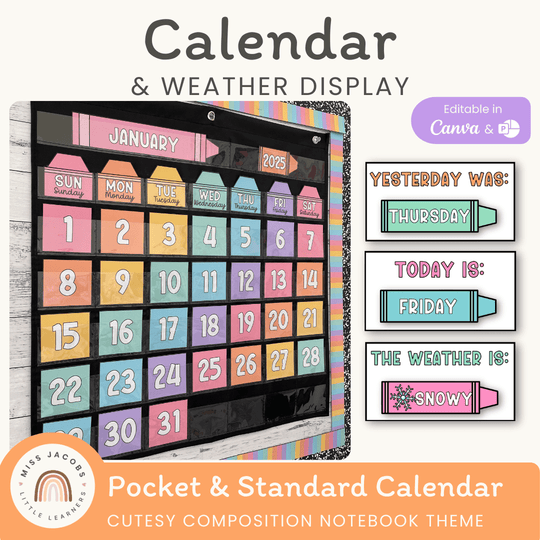Calendar & Weather Display - Cutesy Classroom Decor