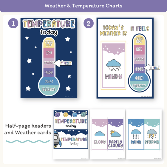 Calendar & Weather Display - Dreamy Space Classroom Decor - Miss Jacobs Little Learners
