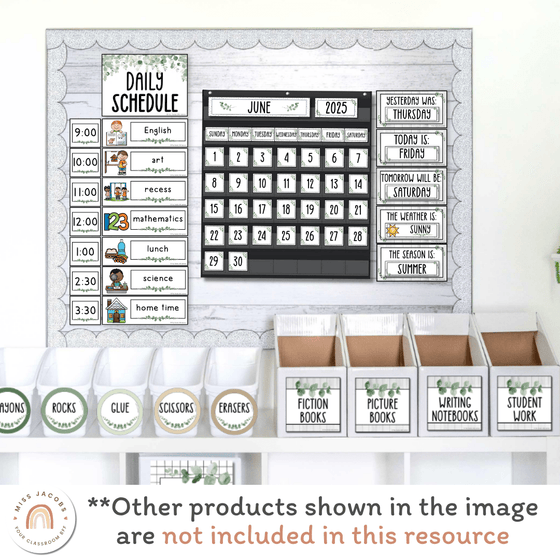 Calendar & Weather Display - Modern Botanical Classroom Decor - Miss Jacobs Little Learners