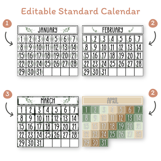 Calendar & Weather Display - Modern Botanical Classroom Decor - Miss Jacobs Little Learners