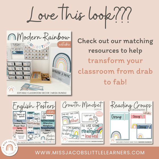 Calm Colors Decor | Math Posters Bundle | MODERN RAINBOW Color Palette - Miss Jacobs Little Learners