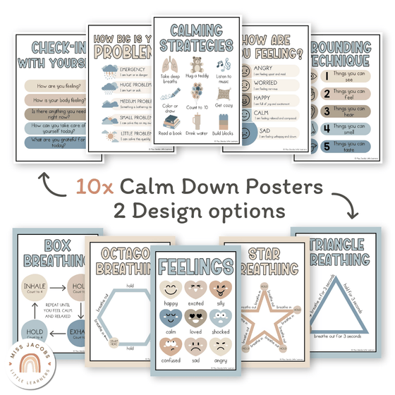 Calm Down Corner Kit - Modern Ocean Classroom Decor - Miss Jacobs Little Learners