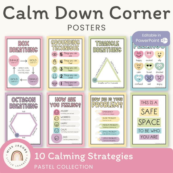 Calm Down Corner Kit - Pastel Classroom Decor - Miss Jacobs Little Learners